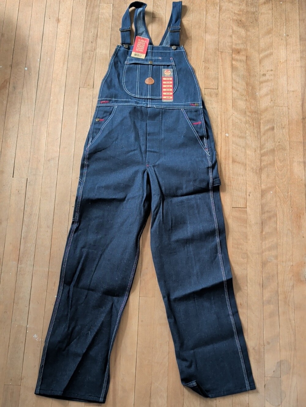 Red Kap Men's Navy Blue Denim Work Overalls 32 x 34